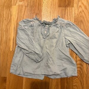 Bonpoint Light Blue Ruffled Blouse